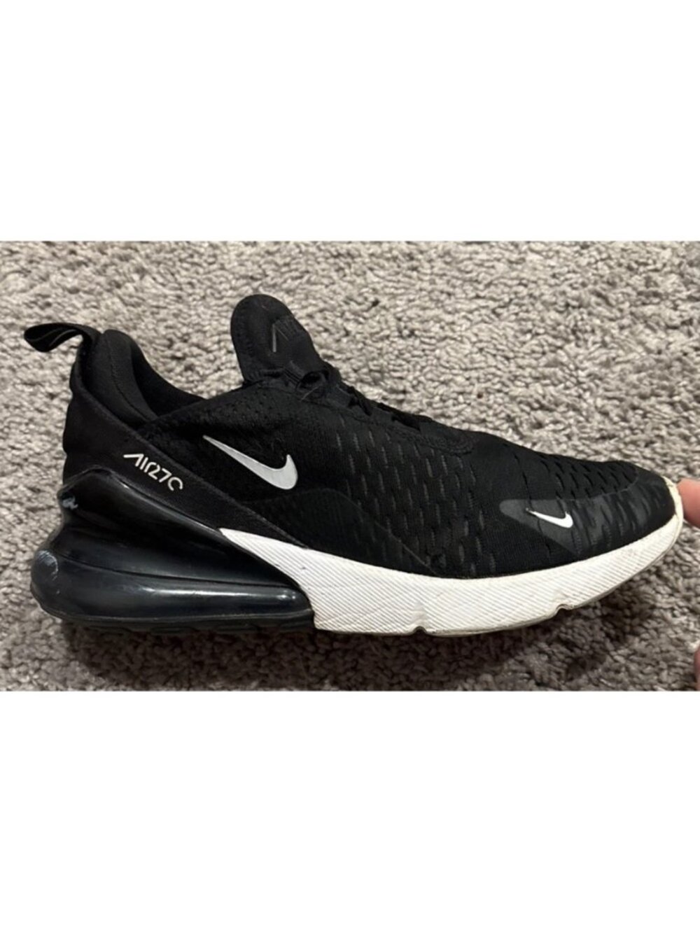 Nike Air Max 270 Shoes Youth Size 6Y Black Mesh Running Sneakers 943345-001